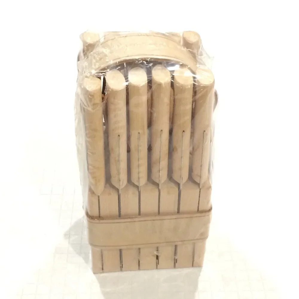Thiers DUROL France Set of 12 Piece Steak Forks and Knives leather in Wood Block